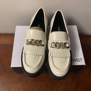 Ivory Lug sole loafers with gold link accent